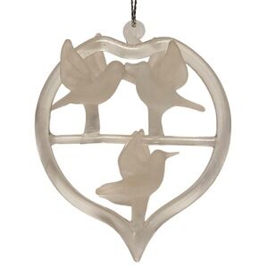 Birds in Heart Glass Christmas Ornament Frosted Clear‎ Holiday Decoration Gift